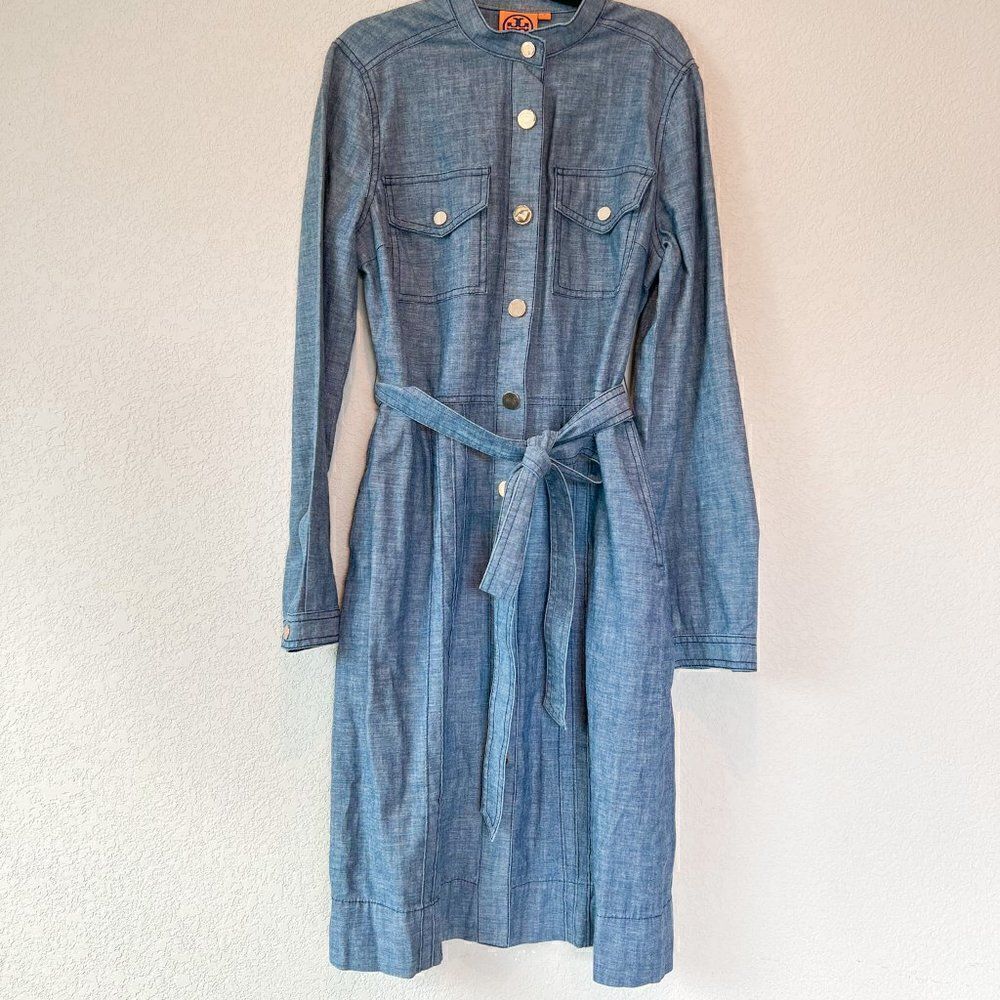 Tory Burch Chambray Shirt Dress, Size 2 - Picture 3 of 8